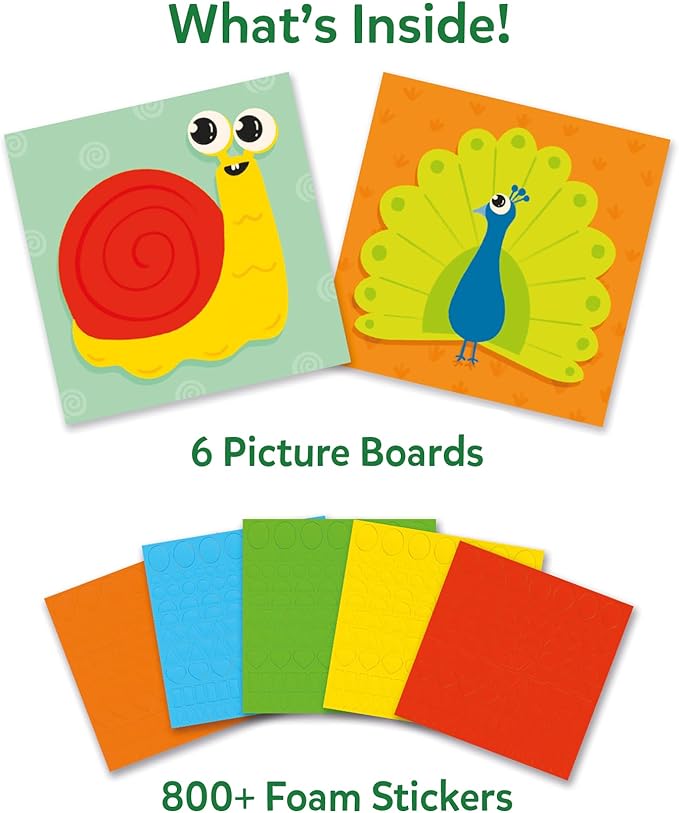 Skillmatics Foam Sticker Art Activity - Animals, Mess-Free Fun for Kids, 800+ 3D Foam Stickers, DIY Felt Craft Kits, Gifts for Boys & Girls Ages 3, 4, 5, 6, 7