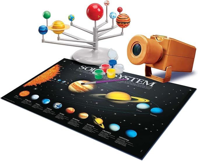 4M - STEAM Space Exploration - Build & Paint Solar System Planetarium Model, Assemble Space Toys Projector with Slides, Includes Glow Stars & Poster - Educational Science Planet Toys Kit, Kids Ages 5+
