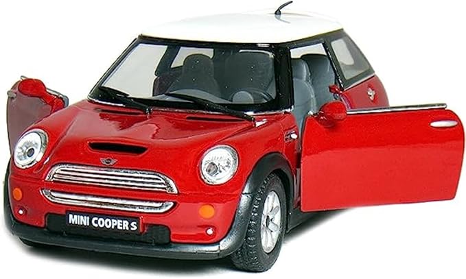 KiNSMART - Mini Cooper S 5" 1:28 Scale Die Cast Metal Model Toy Car (Red)