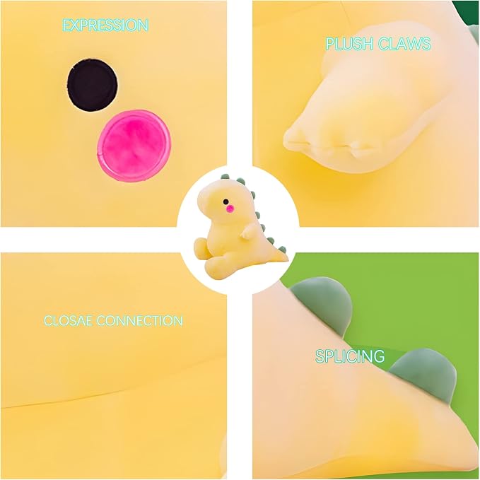 DUANMUL Cute Dinosaur Plush Toys Fat Dinosaur Stuffed Animals Toys Dolls Dinosaur Plush Toy Soft Stuffed Animal Dino Plushies Doll Cute Birthday Gifts for Kids Girls Boys (Yellow,13in)