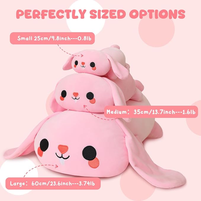 TOYSYM Weighted Stuffed Animals, Bunny Stuffed Animal with Weighted Beads, Cute Plush Toy Pillow Easter Bunny Rabbit Gifts for Adults Kids Boys Girls