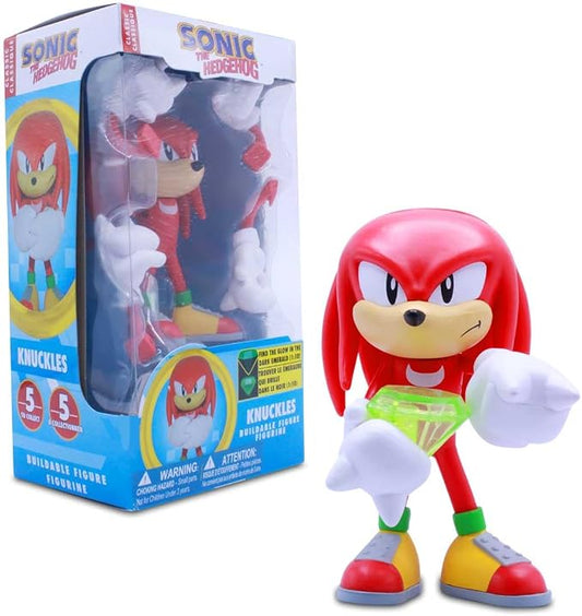 Just Toys LLC Sonic The Hedgehog Knuckles 4″ Buildable Action Figure – Sonic The Hedgehog Series 2 Collectible with Glow-in-The-Dark Emerald & Poseable Design