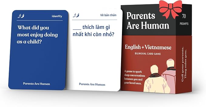 Parents Are Human, Relationship Cards, Get to Know Each Other Better, Parents, Families, Teens & Kids Relationship Building, Light & Deep Questions, 70 Questions & Activity Cards, English + Vietnamese