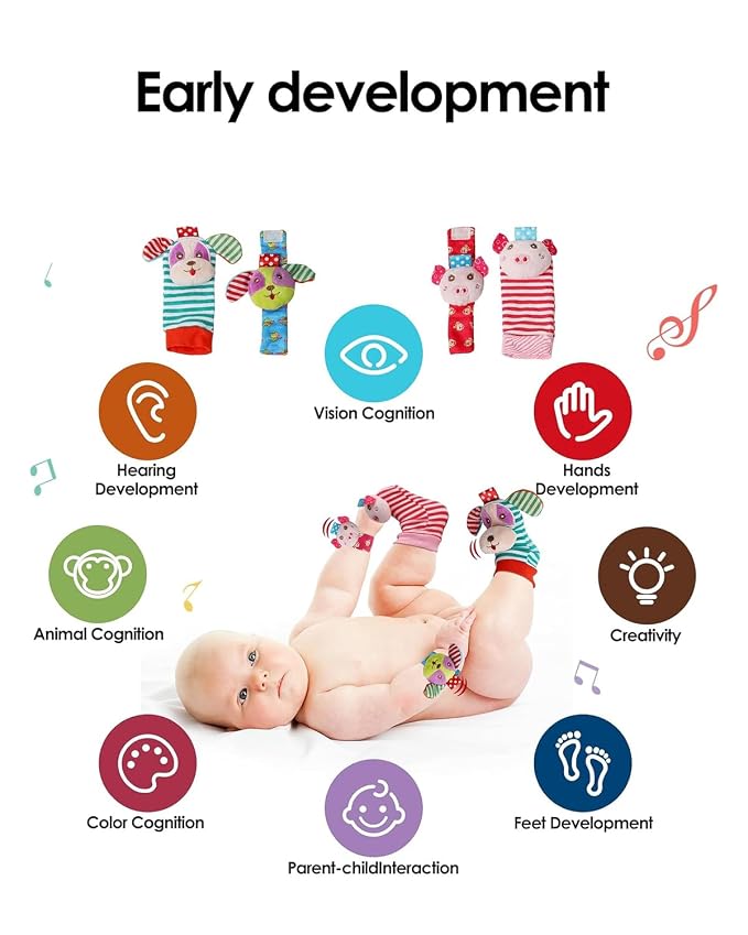 dearlomum Baby Play Mat Gym,Funny Play Piano Interactive Baby Activity Mat& 4 Wrist Rattle Socks, Boy & Girl Gifts for Newborn 0 to 3 6 9 12 Months(Pink)