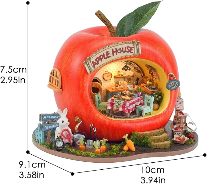 DIY Miniature Fruit Scene Dollhouse Kit, 1:72 Scale Handmade Craft Model with Mini Fruit Accessories, Creative 3D Wooden Puzzle Building Set for Adults, Compact Home Decor Gift