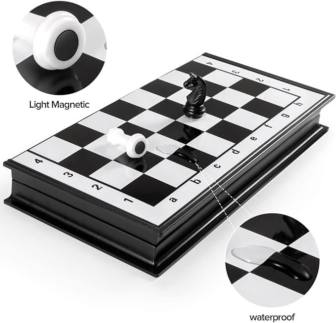Chess Sets Travel Board Games: Magnetic Folding Chess Board with Instructions Teen Gifts Family Games Educational Toys for Kids and Adults 9.5 Inch