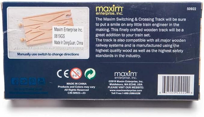 Maxim Enterprise, inc. Switching and Crossing Wooden Train Track, Advanced Expansion Track Compatible with Thomas & Friends, Brio, and All Major Brand Fine Wooden Train Sets and Railway Accessories