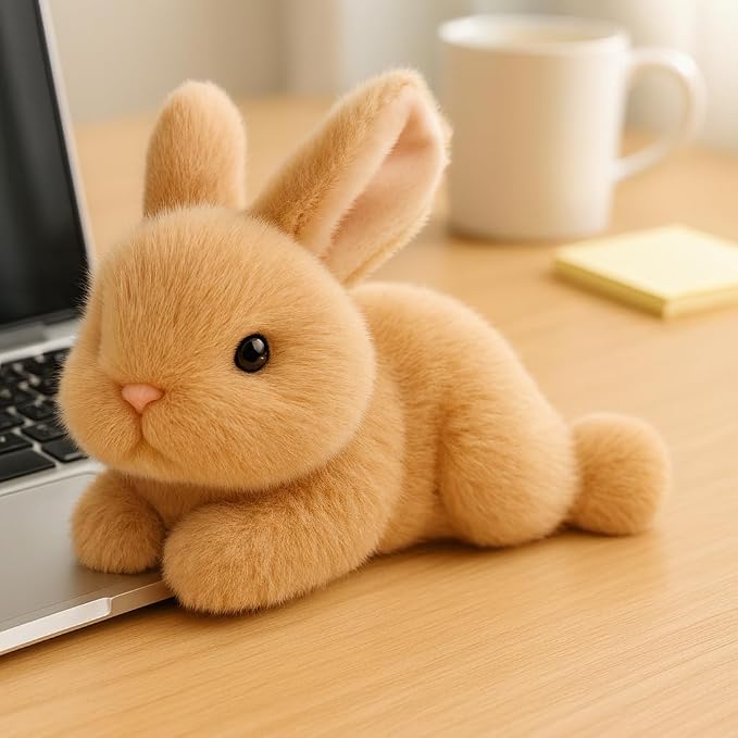 Adorable Easter Bunny Stuffed Animal Soft Brown Rabbit Plush Toy Cute Birthday Easter Gifts for Boys Girls Kids Toddlers