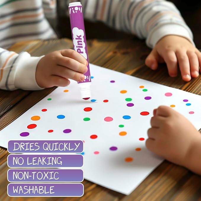 DOSEWART Dot Markers for Kids, 12-Color Bingo Daubers, Washable Bingo Markers for Kids Drawing Coloring, Arts and Crafts Supplies Dot Paint Marker Set