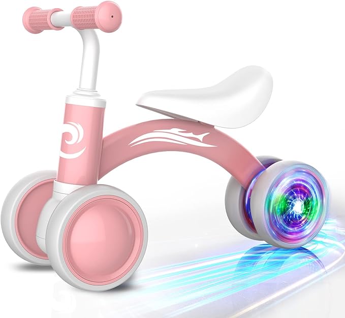 Gamfeiny Colorful Lighting Baby Balance Bike Toys for 1 Year Old Boy Girl Gifts, 10-36 Month Toddler Balance Bike, No Pedal 4 Silence Wheels & Soft Seat First Riding on Toys, 1st Birthday Gifts