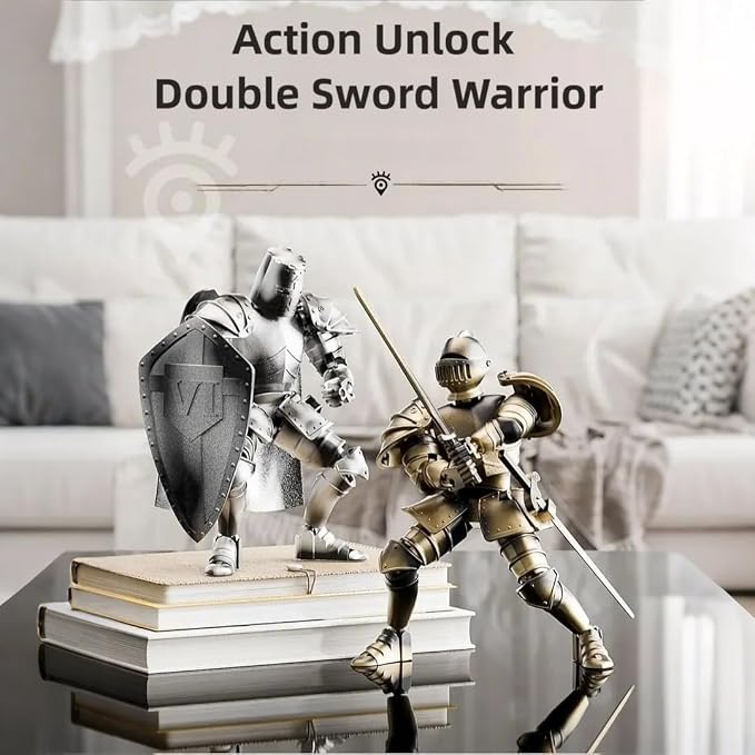 Medieval Action Figures,Knight Armor Action Figure,Multi-Jointed Movable Robot Mannequin T13,Dummy 13 Action Figure(Assembly Required) (A-Golden)