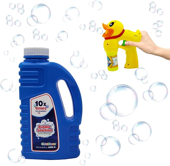 16 oz Concentrated Blue Bubble Solution Bottle with Handle, Refills up to 1.25 Gallons, Non-Toxic Concentrated Solution for Bubble Machines, Giant Bubble Wands, Bubble Gun and Blowers (2-Pack)