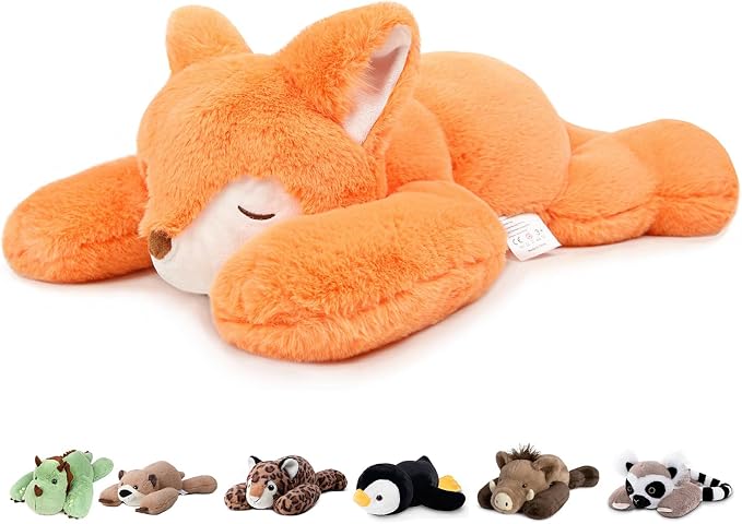 Niuniu Daddy Fox Weighted Stuffed Animals for Kids & Adults, 20" | 3.3lb Large Weighted Plushies Pillow for Sleeping and Calming, Cute Lying Plush Toy Huggable Gift for Everyday Comfort