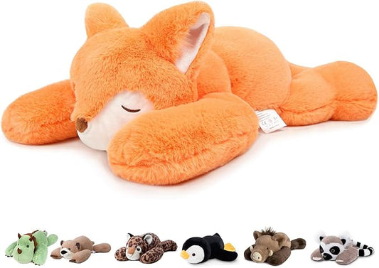 Niuniu Daddy Fox Weighted Stuffed Animals for Kids & Adults, 20" | 3.3lb Large Weighted Plushies Pillow for Sleeping and Calming, Cute Lying Plush Toy Huggable Gift for Everyday Comfort