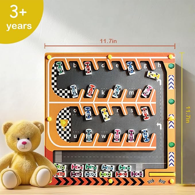 Magnetic Alphabet Maze, Montessori Toy for ABC Learning, Fine Motor Development and Problem-Solving Skills, Ages 3 4 5 6 Years