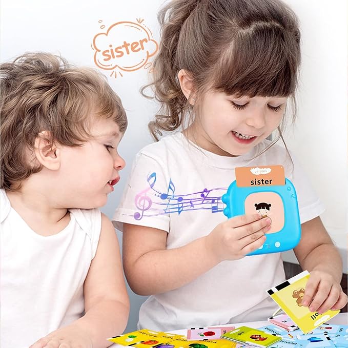 Talking Flash Cards for Toddlers with 510 Sight Words, Autism Sensory Toys, Pocket Speech, Speech Therapy Toys, Toddlers Language Learning Toys, Preschool Birthday Gifts for 1 2 3 4 5 Years Old (Blue)