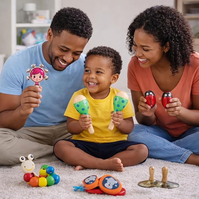Stoie's Musical Toys for Toddlers, Wooden Percussion Instruments Toy for Kids Baby Preschool Educational Musical Toys Set for Boys and Girls with Storage Bag