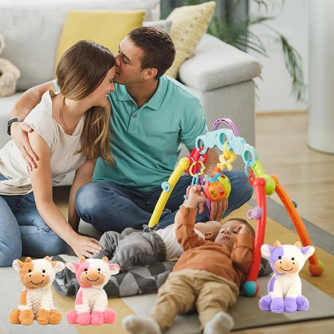 YUKOUQIAN Cow Stuffed Animal Cute Cow Plush Doll Toy 8 inch for Girls Boys (Siting Cow Yellow)