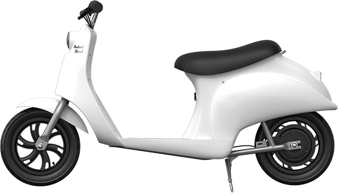 Razor Electric Retro Scooter for Ages 8+, 170 lb Max Weight, White, w/ 250W Motor, 12.5” Tires & 24V Battery, Up to 15 MPH, Pocket Mod – Lightweight Ride On Motorcycle Bike for Young and Teen Riders