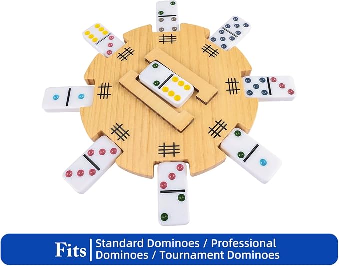 Mexican Train Dominoes Accessories Set with Wooden Hub (Felted Bottom) - Includes 9 Metal Train Markers & 100-Sheet Score Pads - Mexican Train Domino Game Replacement Parts for 2-8 Players Family Game