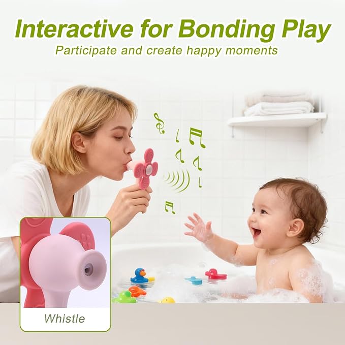 Baby Teething Toys, 2-in-1 Silicone Teether & Montessori Sensory Rattle, BPA-Free Food Grade Teether for Babies 6-18 Months, Easy-Grip Infant Toy for Teething Relief