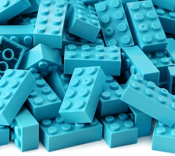 100pcs 2x4 Bricks Medium Azure Pieces Parts Classic Building kit Creative Play Set Basic Blocks Toy Accessories Compatible with 3001 Major Brands