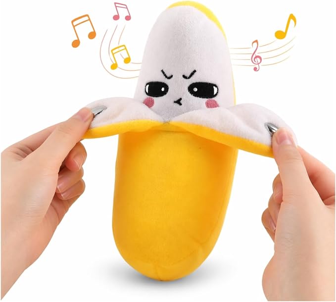 Interactive Music Plush Toy Set for Kids Adults, 8" Banana Fruit Sensing Metronome with Sounds for Multiplayer Interaction Game, Fun Musical Sensory Toy for Christmas Birthday Gifts