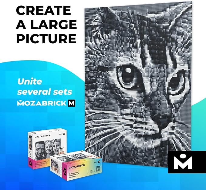 Building Set Model M | Craft Kit for Adults |Custom Photo Mosaic that Turns Any Picture into a Pixel Art Made from Building Blocks | Personalized Wall Art and Original Gift