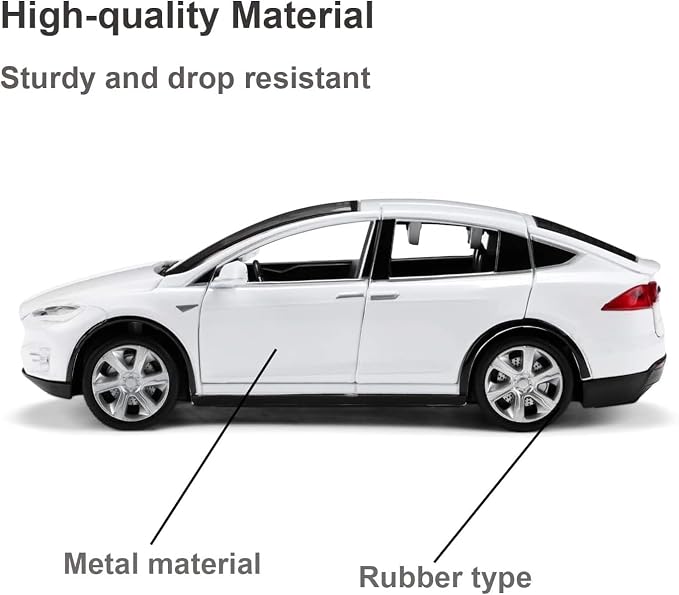 1/32 Model x Metal Die Casting Toy Car for 3 to 12 Year Old Boy Pull Back Car Toy with Sound and Lights (White)