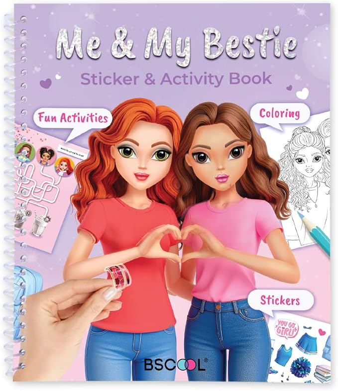BSCOOL Me and My Bestie - Sticker Dress Up, Drawing, Coloring and Fun Activity for Girls Ages 5 and Up. Creative Fashion Design for Betfriends.Gift for Girls