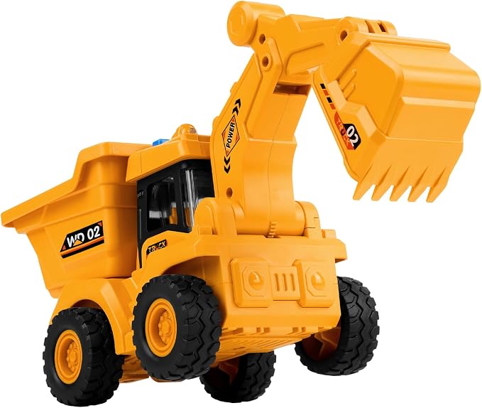 11" Dump Truck Toy, 1: 18 Scale, Inertia-Powered Dump Truck, with Realistic Lights, Rumbling Action, Anti-Slip Tires, Sturdy Plastic – Indoor & Outdoor Sandbox Vehicle for Kids Ages 3+ - Easter Gifts