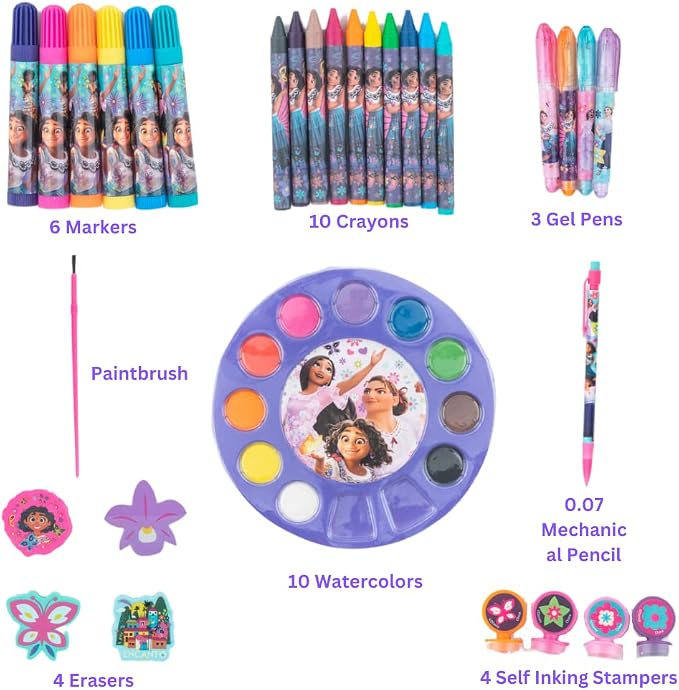 Innovative Designs Disney Encanto Creativity Fun Kids Art Set for Coloring, Painting, and Crafts