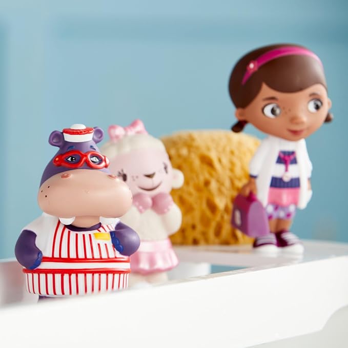 Disney Store Official Doc McStuffins Bath Toys Set - Includes 5 Detailed Toys with a Straining Storage Bucket - Bath Time Fun & Water Play Set for Kids