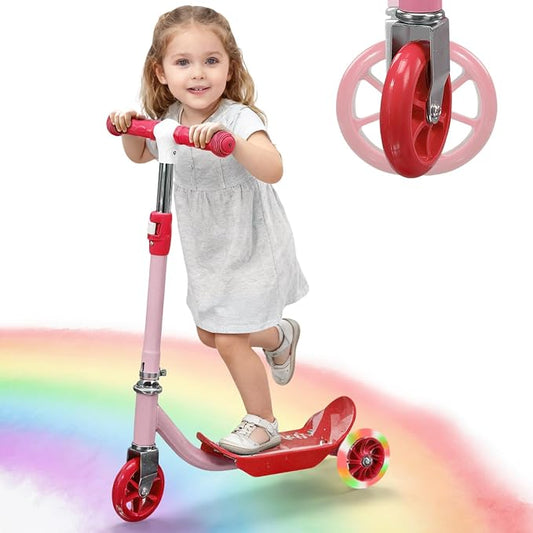 Kick Scooters for Kids 3-5 5-7 Years Age - Handlebars Flexible Steer,Height Adjustable,Stable Light Up Three Wheeled Toddler Scooter for Boy & Girl,Indoor Outdoor Kid Child Toy Gift