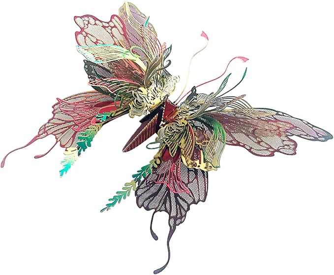 3D Metal Butterfly Puzzle for Adults, 50PCS Steampunk Mechanical Insect Model Kit, No Glue Snap-Fit Assembly, Iridescent Wing Design, Desktop Sculpture