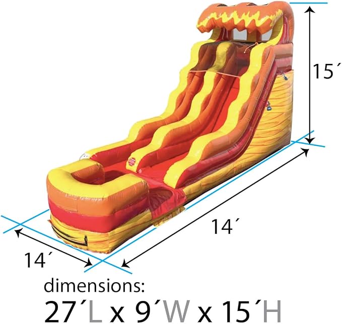 TentandTable Inflatable Water Slide for Kids and Adults, Commercial Grade Giant Blow Up Backyard Water Fun, Includes Electric Air Blower, 27' L x 9' W x 15' H, Lava Wave