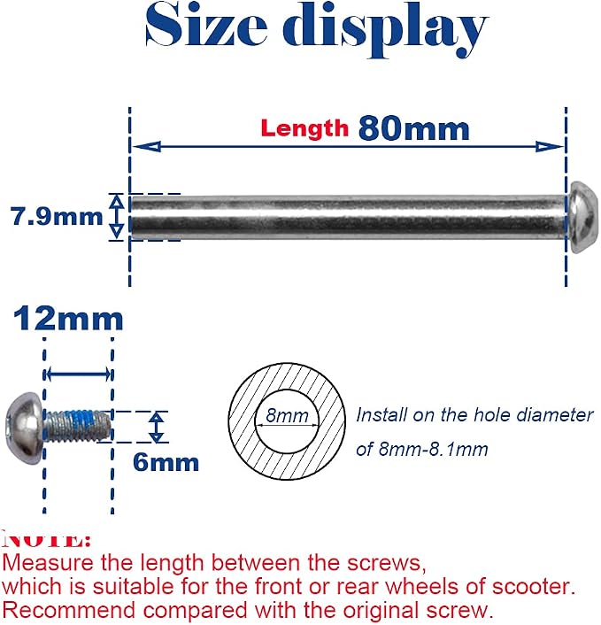 M8 Screws for 2-3-4-Wheel Kid Scoote Replacement Micro Mini Foldable Kick Scooter Kids Scooters Axles Repair (95)