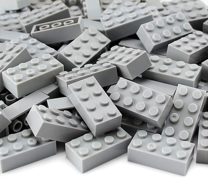 100pcs 2x4 Bricks Light Grey Gray Building Blocks Set Toy Accessories Combine with Major Brick Brands