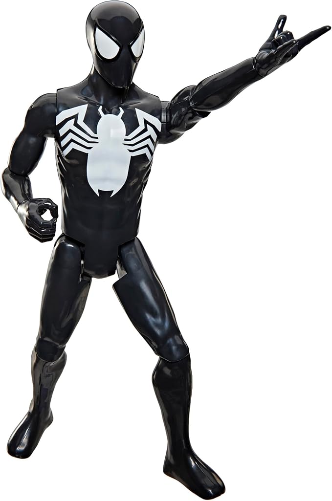 SPIDER-MAN Marvel Titan Series Black Suit Action Figure, 12-Inch-Scale (30 cm) Super Hero Toys for Kids Ages 4+