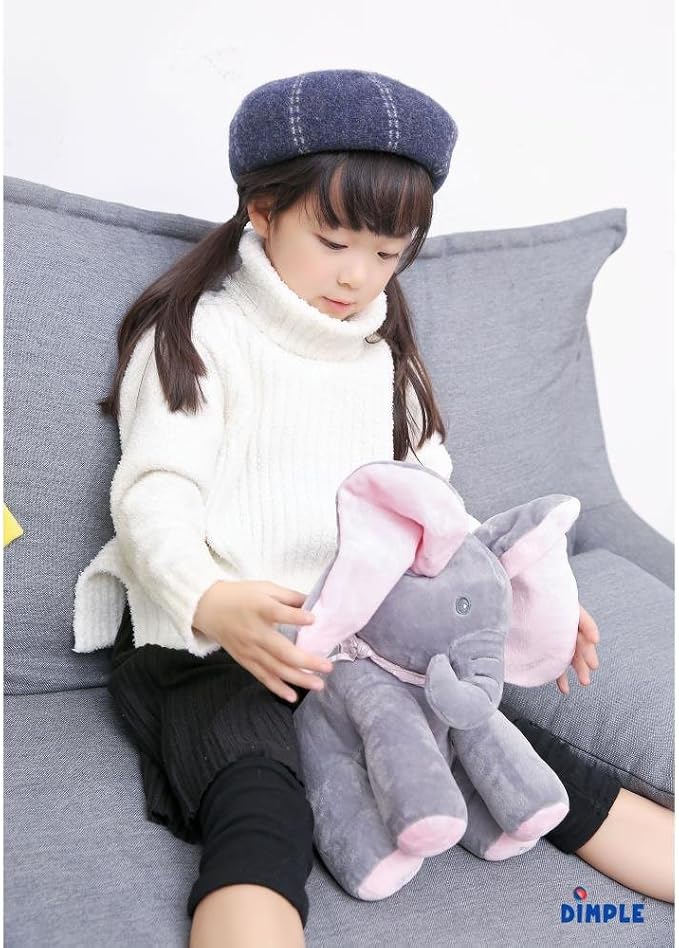 Dimple Kaia Peek A Boo Elephant Toy, Interactive Singing Stuffed Animal Plush with Moving Ears, Musical Stuffed Animal for Babies and Toddlers, Adorable Elephant Baby Toy
