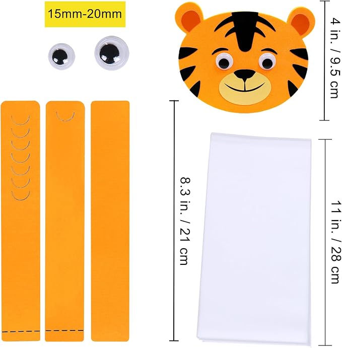 Winlyn 24 Sets Jungle Animal Headbands Craft Kits Safari Crown Art Sets DIY Zoo Party Headbands Foam Stickers Arts and Crafts for Kids Jungle Safari Birthday Activities Party Favors Decorations