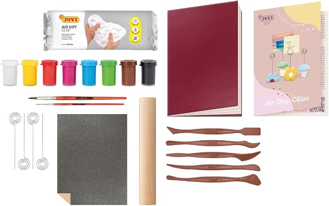 Jovi - DIY Air Dry Clay Kit for Adults - Pottery Starter Set with Clips, Paints, Tools and Step-by-Step Video Tutorial