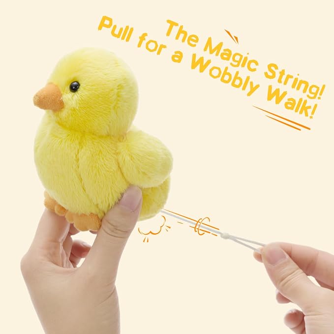 4 Pcs Easter Chicken Plush Set, Mom Hen Stuffed Animal with 3 Stuffed Wind Up Chicks Toy in Mother Chicken's Belly, Christmas Birthday Gift for Kids Girls Boys, Animal Theme Party Decor