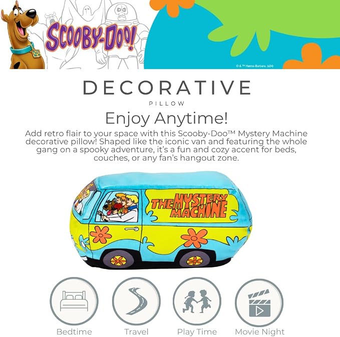 Scooby Doo Mystery Machine Van Bedding Super Soft Cozy Decorative Cuddle Pillow, (Officially Licensed Product) By Franco