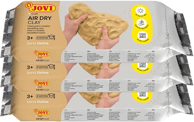 Jovi - Air Dry Clay, Sand Ochre Color, 3 x 1.1 lb, Total of 3.3 lb | No Oven Needed, Gluten-free, Pottery Clay for Arts and Crafts Projects