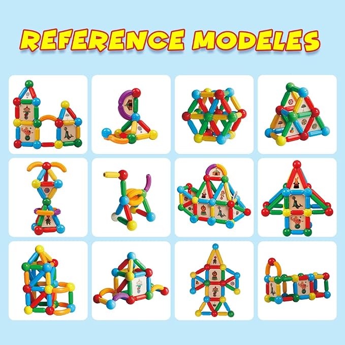 MAGBLOCK 90PCS Magnetic Building Sticks Toy Building Blocks Gift for Boys and Girls, Magnet Sticks Balls and Rods Sets, Sensory Montessori Toys for Preschool Toddlers Kids