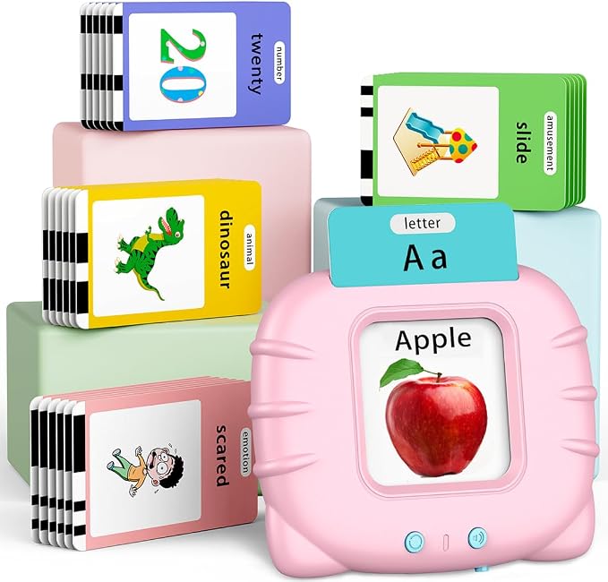 Eaever ABC Talking-Flash-Cards with 252 Sight Words, Easter Birthday Gifts for Girls 2 3 4 5 6 Years, Language Therapy Toys for Autistic Children, Learning Toys for Toddlers Ages 2-6, Pink