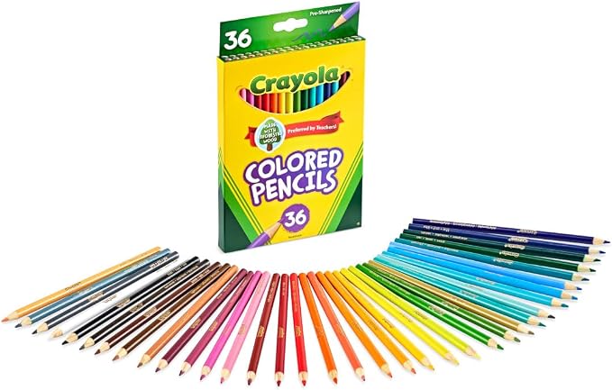 Crayola Colored Pencils (36ct), Kids Pencil Set, Pre-Sharpened Coloring Book Pencils for Kids & Adults, Arts & Crafts Supplies, Ages 3+ (Pack of 12)