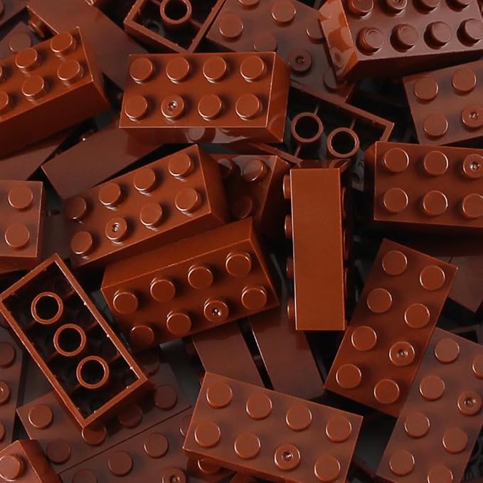100pcs 2x4 Bricks Reddish Brown Pieces Reddish Brown Parts Building kit Creative Play Set Classic Blocks Toy Compatible with 3001 Major Brands