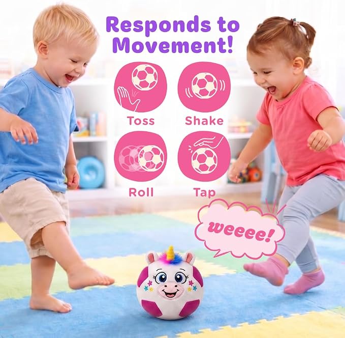 Move2Play, Hilariously Interactive Toy with Music & Sound Effects for Boy & Girl | Ball for Toddler & Baby | 6, 12, 18+ Months | 1, 2, 3+ Year Old